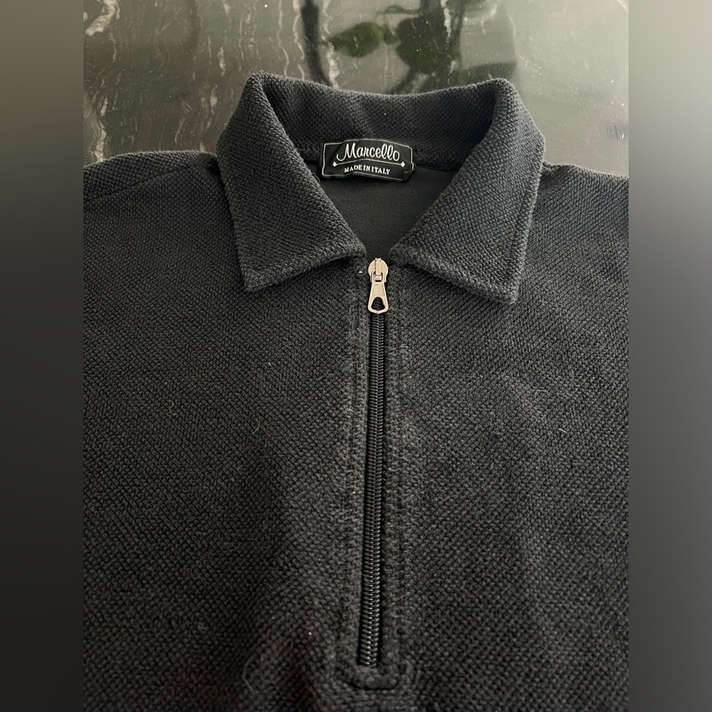 1/4 Zip Men’s Terry lounging shirt in black